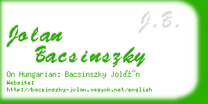 jolan bacsinszky business card